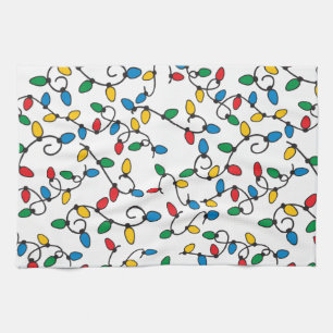 Christmas Lights Colourful String Bulbs Kitchen Towel