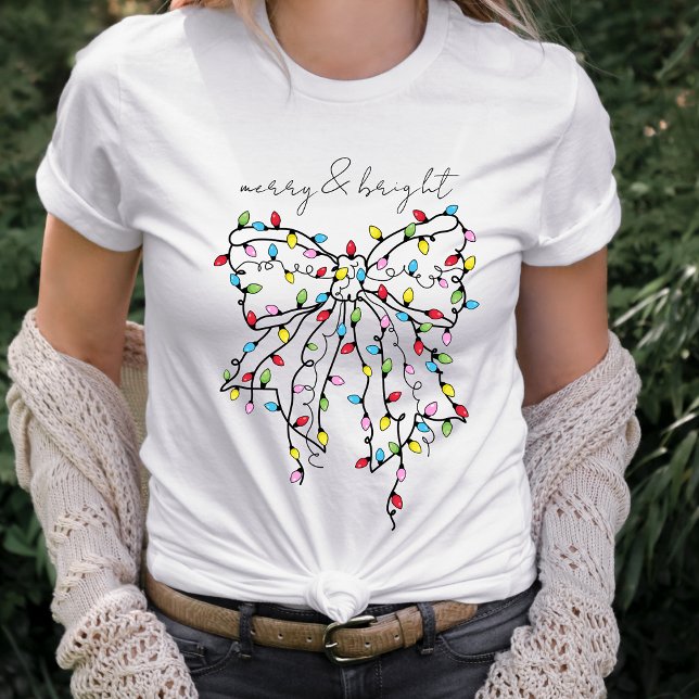 Christmas Lights Coquette Bow T-Shirt (Creator Uploaded)
