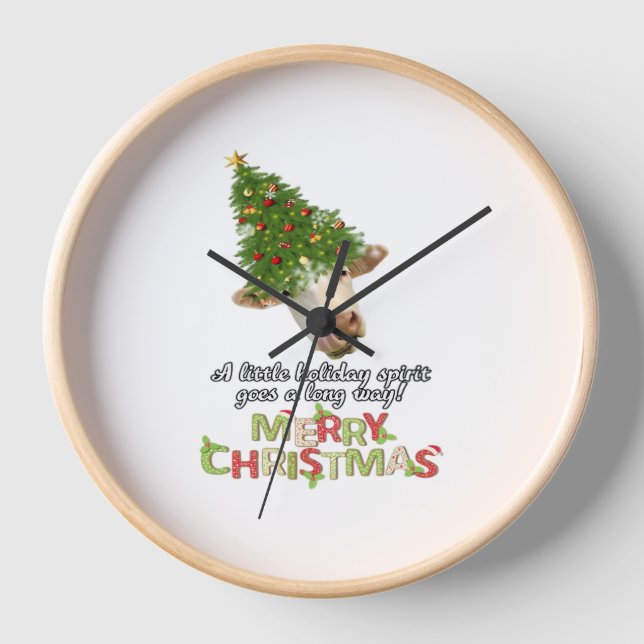 Christmas Lights Cow Lovers Classic T-Shirt Clock (Front)