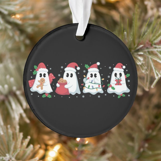 Christmas Lights Cute Ghost Xmas Boo  Ornament (Tree)