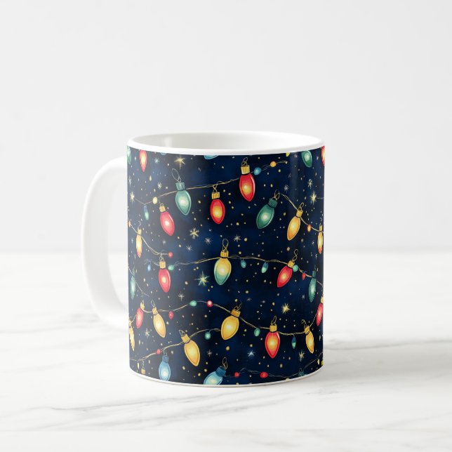 Christmas Lights Design with Twinkling Glow  Coffee Mug (Front Left)