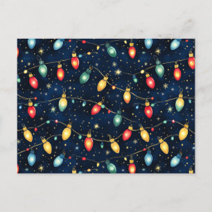 Christmas Lights Design with Twinkling Glow Postcard