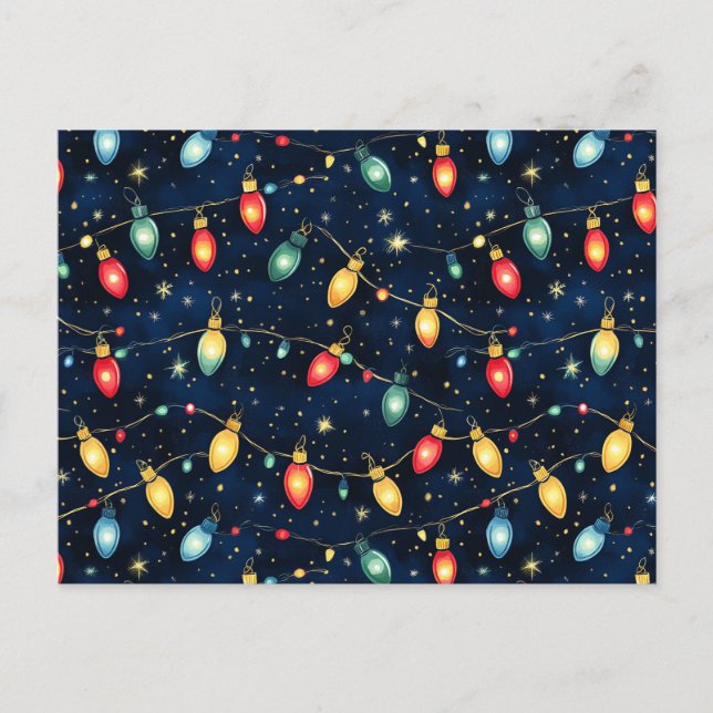 Christmas Lights Design with Twinkling Glow  Postcard (Front)