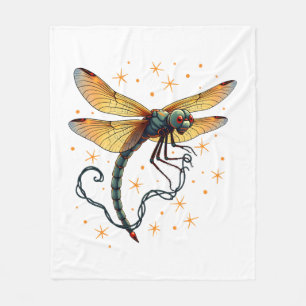 Christmas Lights Dragonfly Fleece Blanket