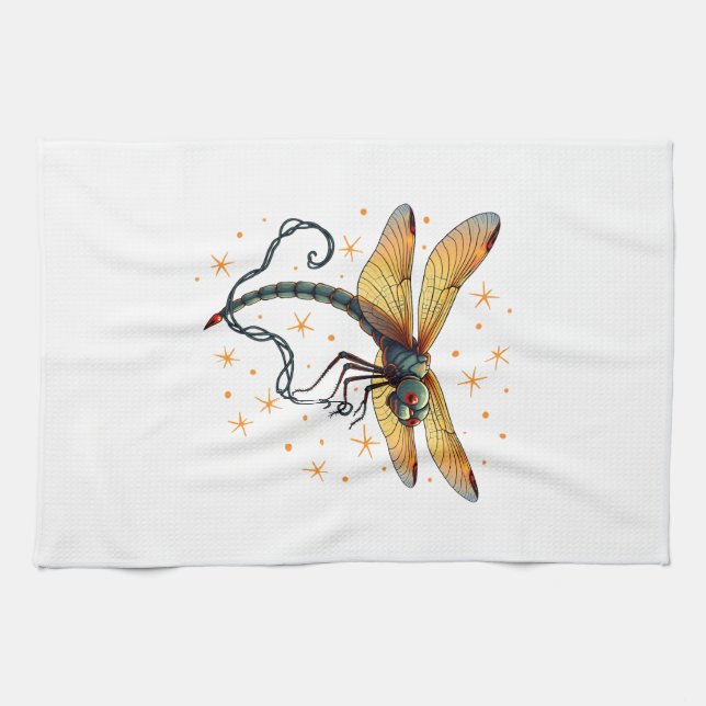 Christmas Lights Dragonfly Kitchen Towel (Horizontal)