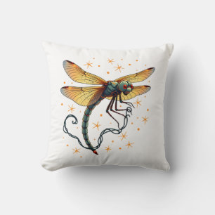 Christmas Lights Dragonfly Throw Pillow