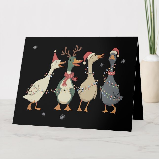 Christmas Lights Ducks Funny Animals Farm Lover  Card (Front)