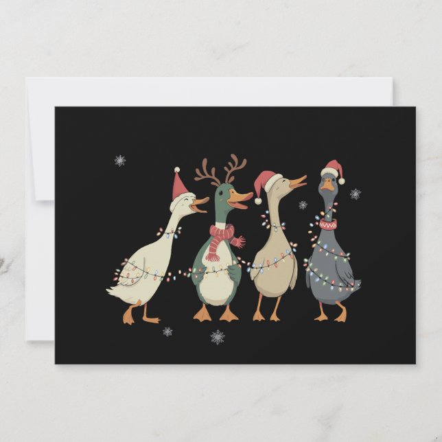Christmas Lights Ducks Funny Animals Farm Lover  Holiday Card (Front)
