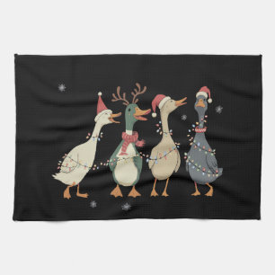 Christmas Lights Ducks Funny Animals Farm Lover  Kitchen Towel