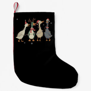 Christmas Lights Ducks Funny Animals Farm Lover  Small Christmas Stocking