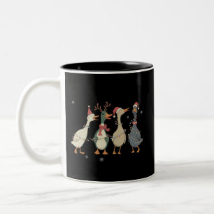 Christmas Lights Ducks Funny Animals Farm Lover Two-Tone Coffee Mug