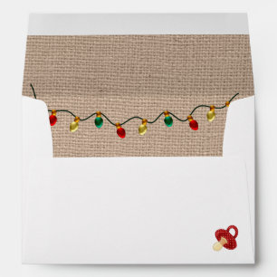 Christmas Lights Faux Burlap Envelope