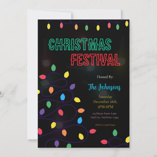 Christmas Lights Festival Invitation (Front)