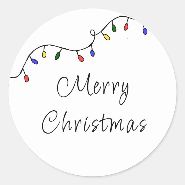 Christmas Lights Festive Modern Holiday   Classic Round Sticker (Front)