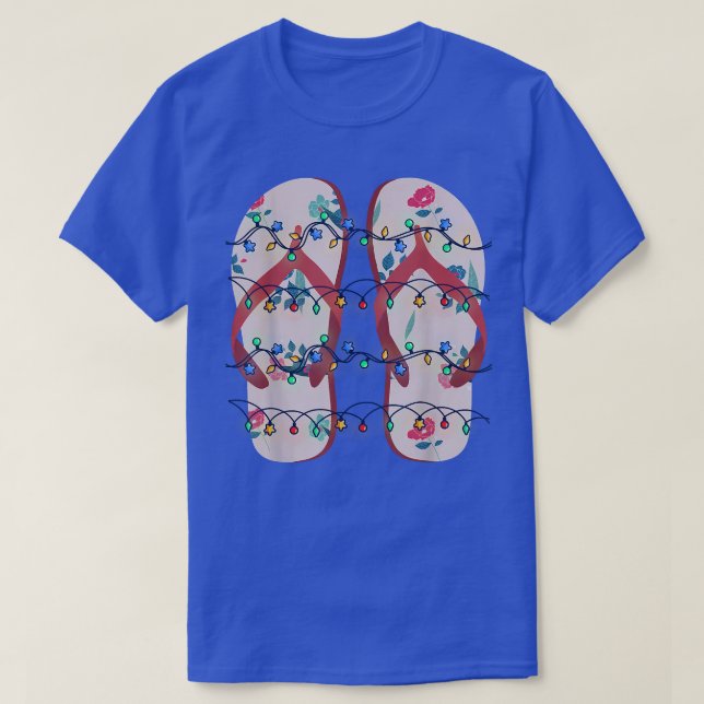 Christmas Lights Flip Flops Hawaii Summer Christma T-Shirt (Design Front)