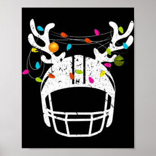 Christmas Lights Football Helmet Fun Xmas Poster