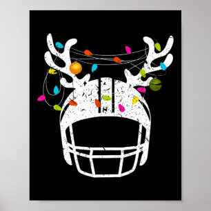 Christmas Lights Footll Helmet Funny Xmas Poster