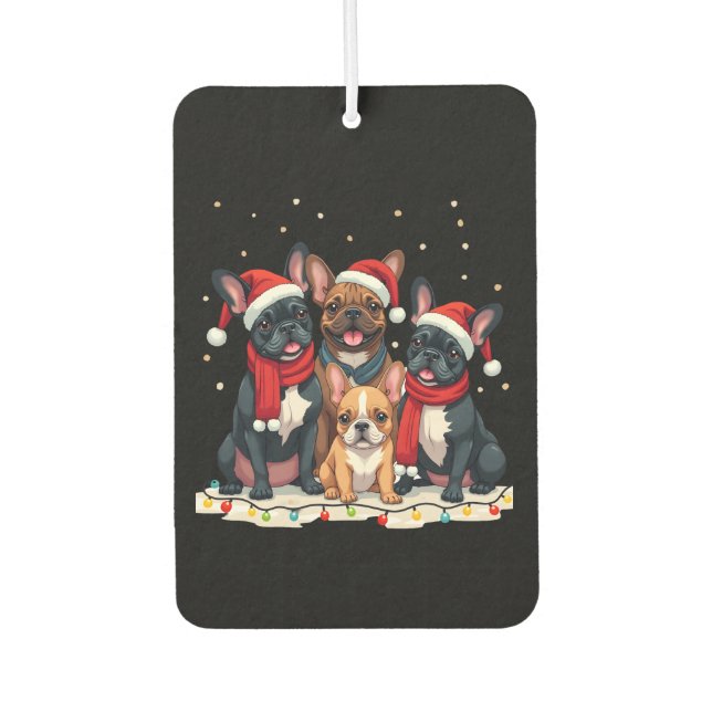 Christmas Lights French Bulldogs Xmas Frenchie Dog Air Freshener (Front)