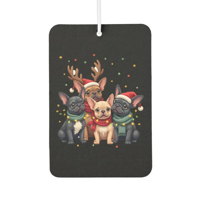 Christmas Lights French Bulldogs Xmas Frenchie Dog Air Freshener (Front)