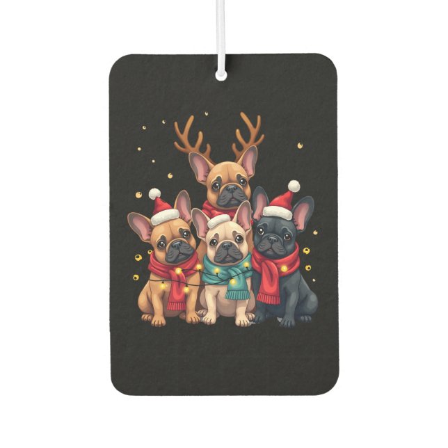 Christmas Lights French Bulldogs Xmas Frenchie Dog Air Freshener (Front)
