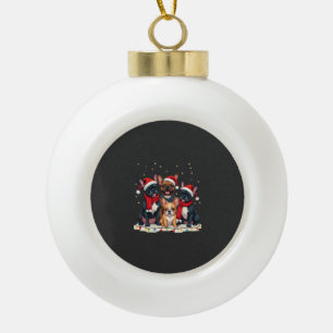 Christmas Lights French Bulldogs Xmas Frenchie Dog Ceramic Ball Christmas Ornament