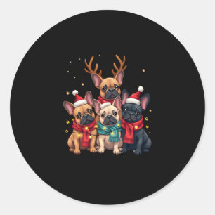 Christmas Lights French Bulldogs Xmas Frenchie Dog Classic Round Sticker