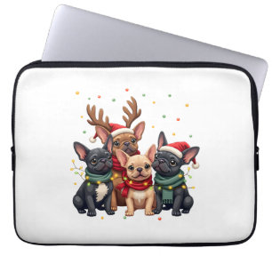 Christmas Lights French Bulldogs Xmas Frenchie Dog Laptop Sleeve
