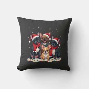 Christmas Lights French Bulldogs Xmas Frenchie Dog Throw Pillow