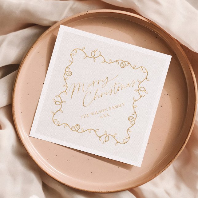 Christmas Lights Fun Personalized Holiday Foil Napkins (Creator Uploaded)