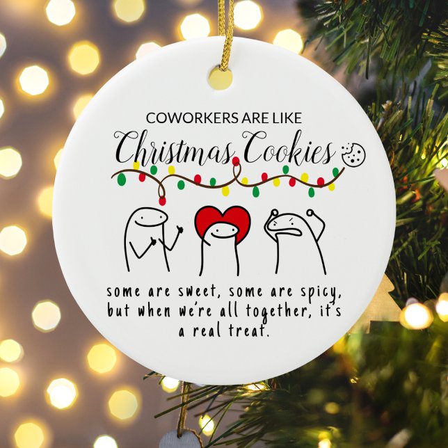 Christmas Lights Funny Coworker Meme Art White  Ceramic Ornament (Christmas Lights Funny Coworker Meme Art White Ceramic Ornament)