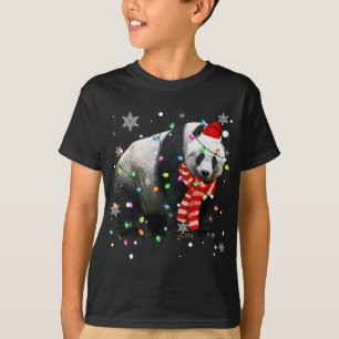 Christmas Lights Funny Xmas Santa Hat Panda Animal T-Shirt