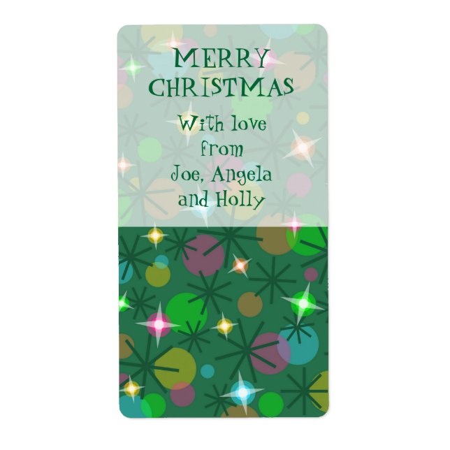 Christmas Lights gift tag label portrait (Front)