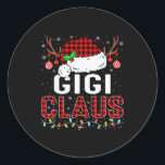 Christmas Lights Gigi Claus Family Matching Xmas P Classic Round Sticker<br><div class="desc">Christmas Lights Gigi Claus Family Matching Xmas Pajama</div>