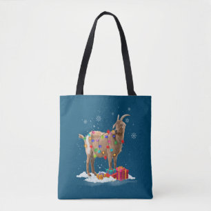 Christmas Lights Goat Celebrates Xmas Party For Go Tote Bag