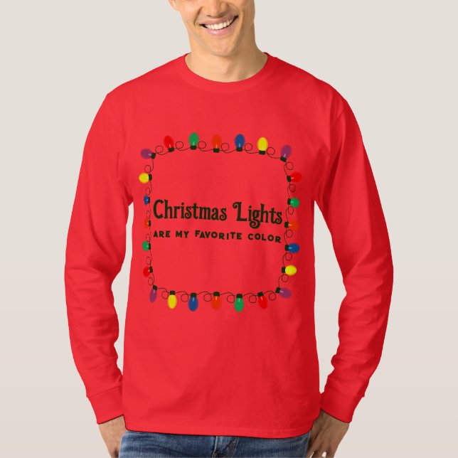Christmas Lights Green String T-Shirt (Front)