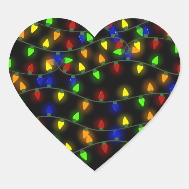 Christmas Lights Heart Sticker (Front)