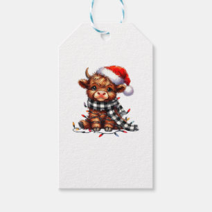 Christmas Lights Highland Cow Baby Christmas Light Gift Tags
