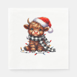 Christmas Lights Highland Cow Baby Christmas Light Napkin