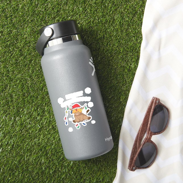Christmas lights highland cow ugly sweater christm (HydroFlask Insitu)