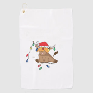 Christmas lights highland cow ugly sweater christm golf towel