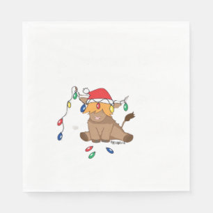 Christmas lights highland cow ugly sweater christm napkin