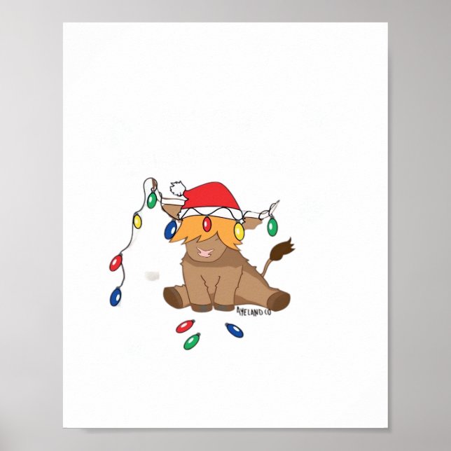 Christmas lights highland cow ugly sweater christm poster (Front)