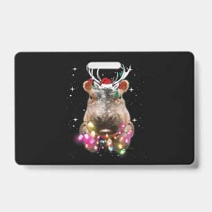 Christmas Lights Hippo Fiona Hippopotamus Lover Badge