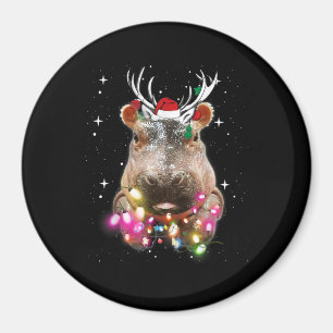 Christmas Lights Hippo Fiona Hippopotamus Lover Magnet