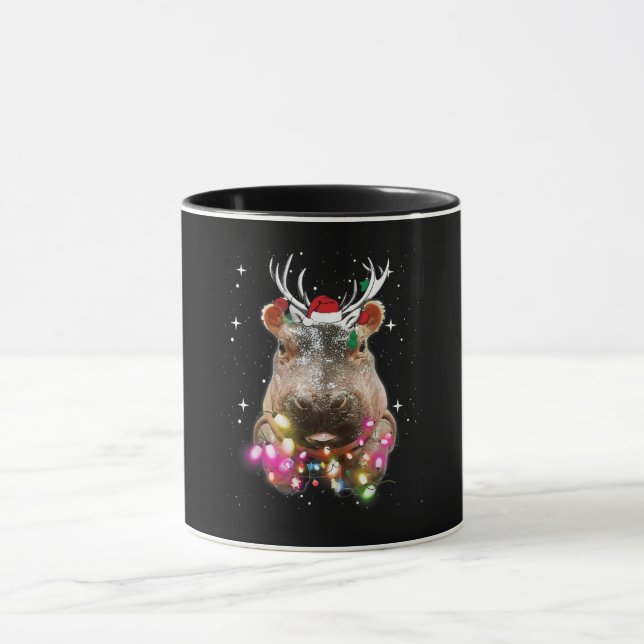 Christmas Lights Hippo Fiona Hippopotamus Lover Mug (Center)