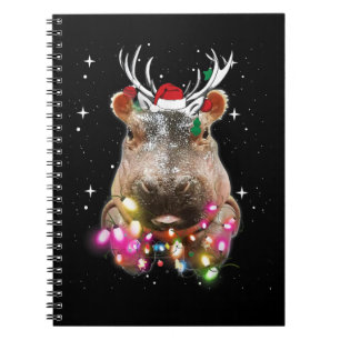 Christmas Lights Hippo Fiona Hippopotamus Lover Notebook
