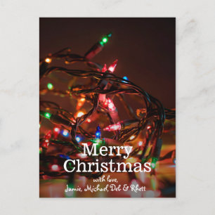 Christmas lights holiday postcard