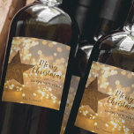 Christmas Lights Holiday Star Wine Label<br><div class="desc">A holiday star and strands of golden Christmas lights and your holiday Christmas greeting in chic lettering,  personalize these wine bottle labels to serve at your holiday party or to give as gifts or party favours for business gifts,  corporate gifts.</div>