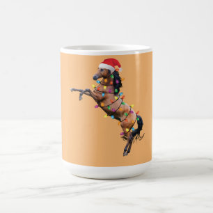 Christmas Lights Horse Santa Funny Xmas Tree Horse Coffee Mug