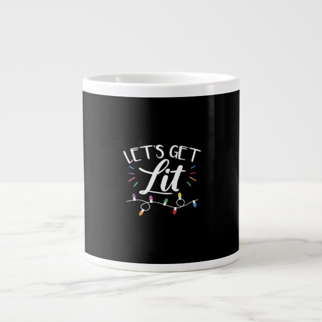Christmas Lights Humour Let's Get Lit Essential Large Coffee Mug (Front)